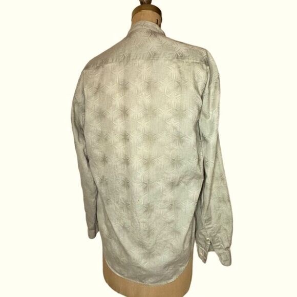 Pale Green Jhane Barnes Grandad or band Collar long sleeve shirt Size Small - Picture 2 of 11